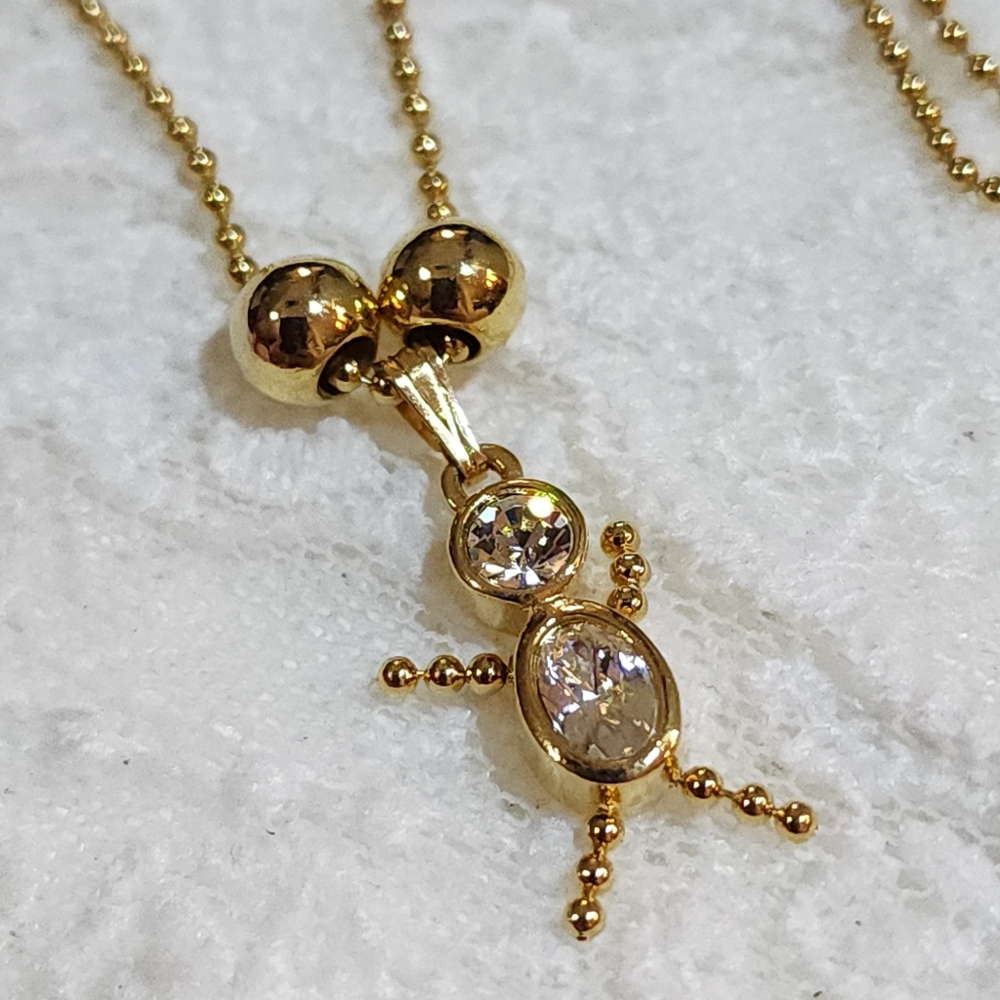 Gold Toned Boy Charm April Birthstone Pendant Necklace